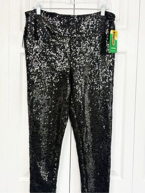 NWT Tipsy Elves Black Fully Sequined Stretch Pull-On High Rise Leggings XL